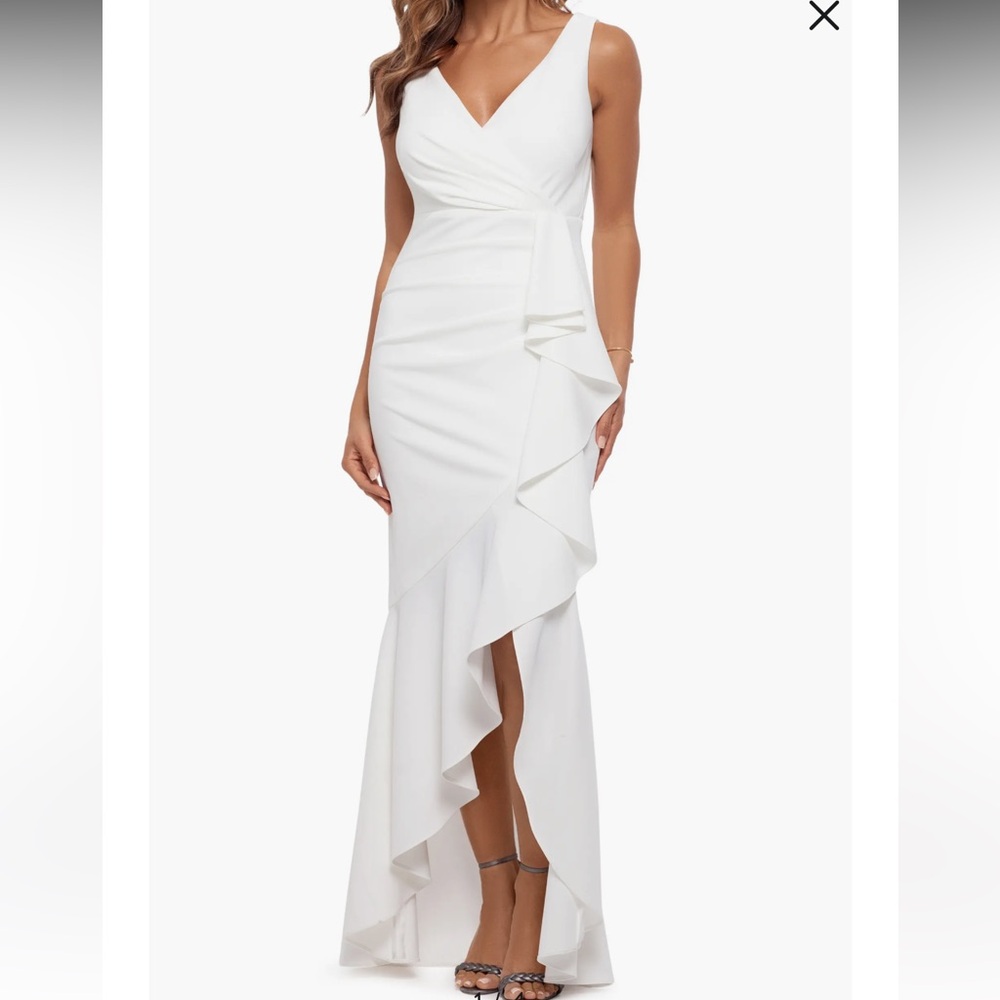 Betsy & Adam White Asymmetrical Dress